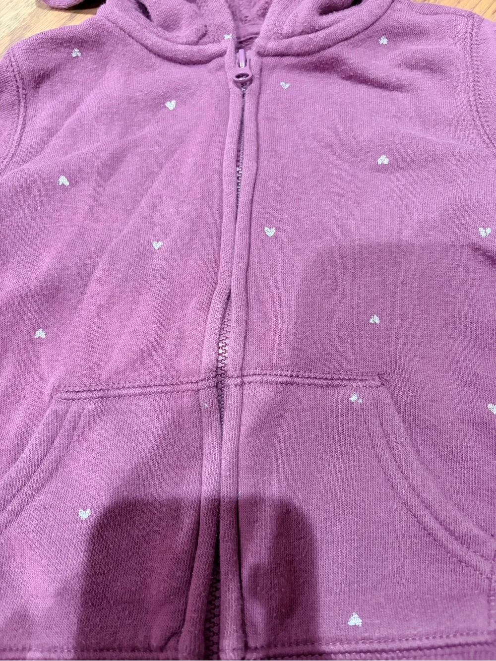 OshKosh baby girl sweat outfit with silver hearts, zip up hoodie